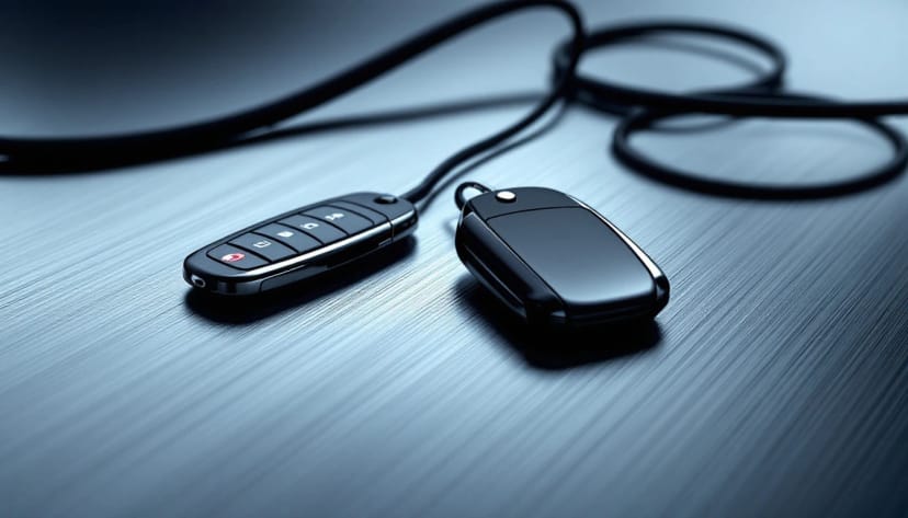 Audi A4 flip key and proximity fob beside dealer-level diagnostic equipment during an all-keys-lost job in Arlington, Texas