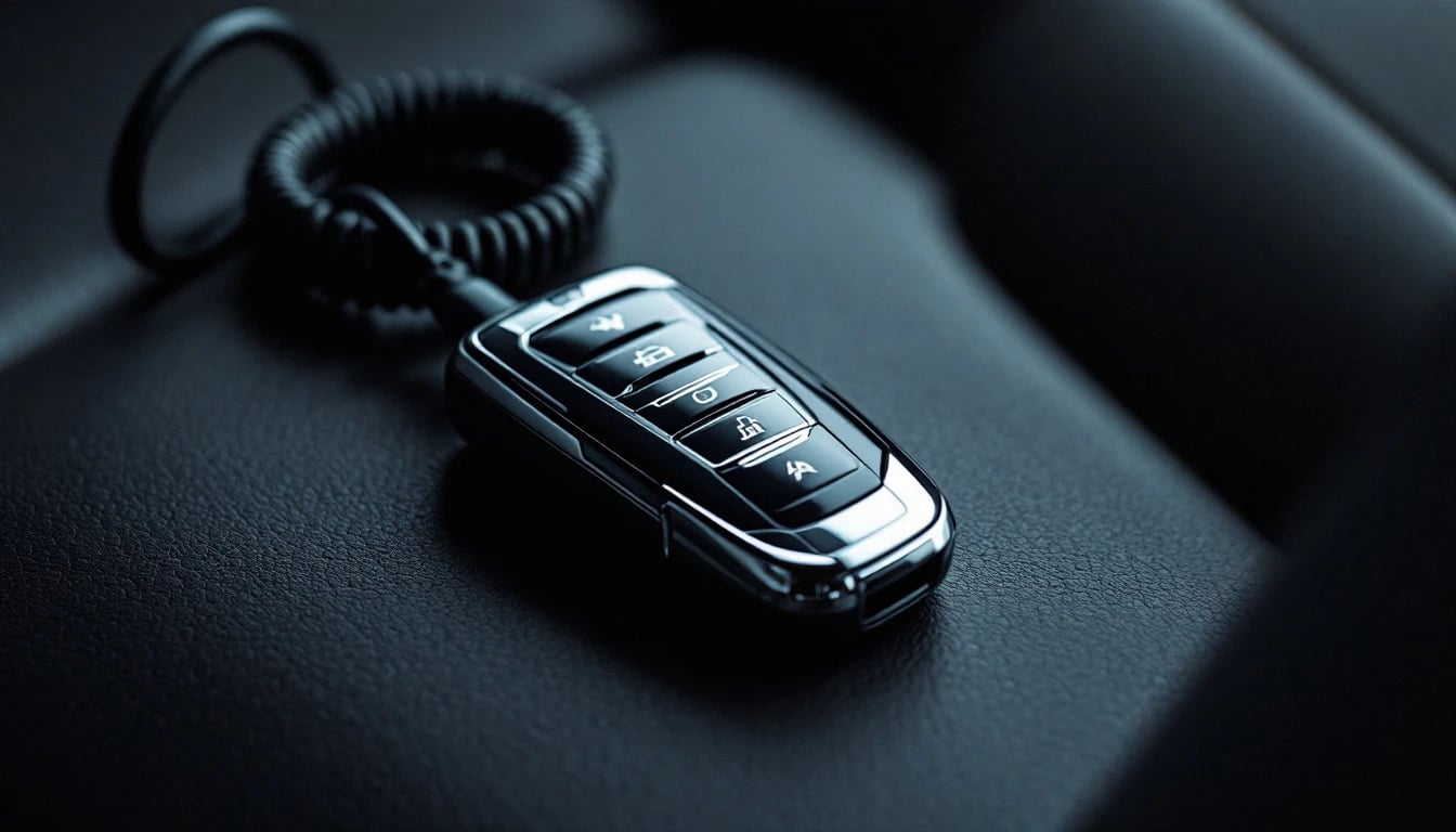 BMW X5 Comfort Access proximity key fob beside dealer-level diagnostic equipment on a mobile locksmith service tray in Fort Worth, Texas
