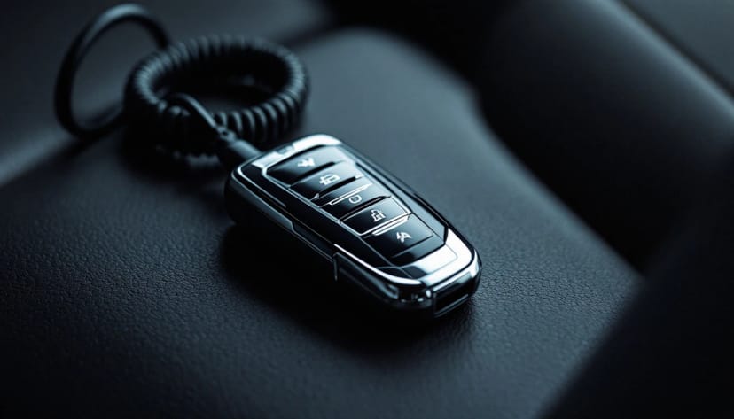 BMW X5 Comfort Access proximity key fob beside dealer-level diagnostic equipment on a mobile locksmith service tray in Fort Worth, Texas