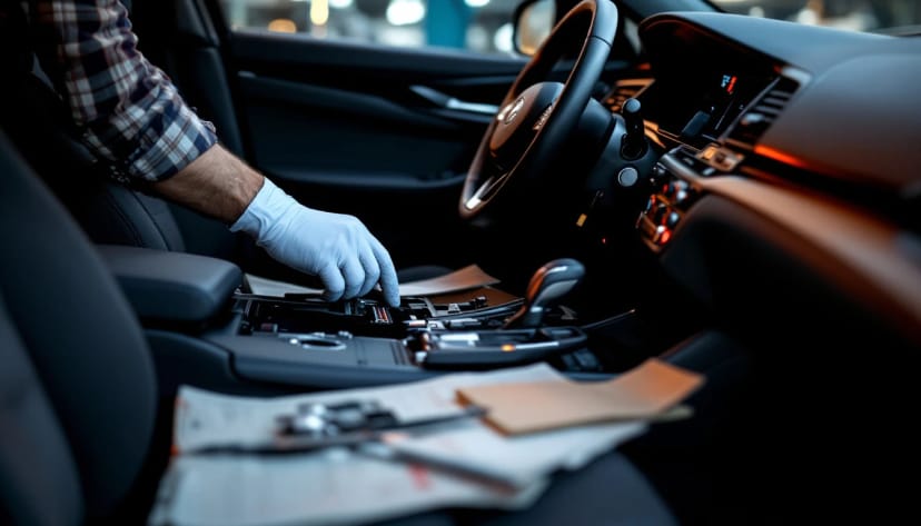 Buick Enclave steering column ignition being repaired by a mobile automotive locksmith in Fort Worth, Texas