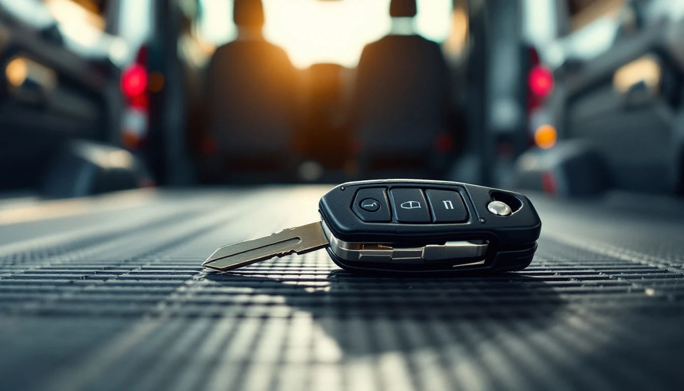 Flip key replacement in Fort Worth — a folding switchblade car key opened on a mobile locksmith workbench