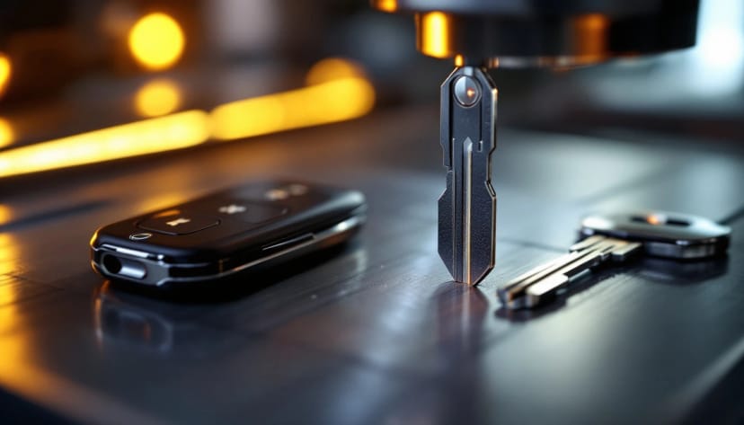 Hyundai Tucson flip key and proximity smart fob laid out for a Fort Worth spare-key programming