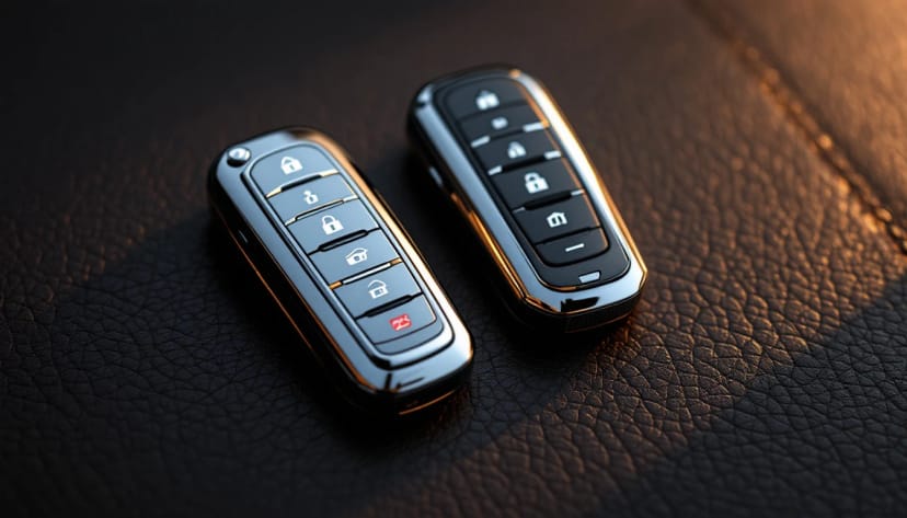 Lexus RX 350 Smart Access proximity key fob with emergency mechanical blade beside a diagnostic tool in Fort Worth, Texas