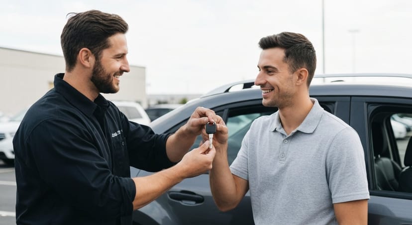 Mobile automotive locksmith cutting and programming a car key in Fort Worth, Texas
