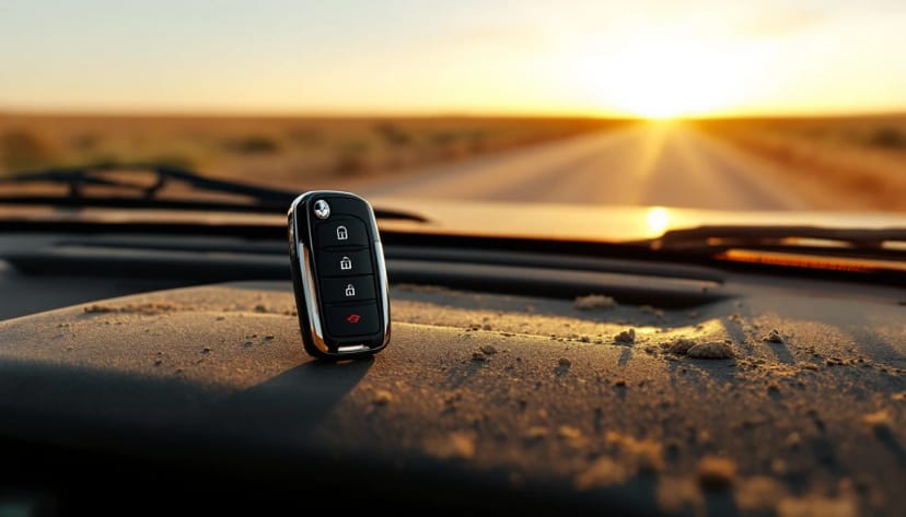 Nissan Titan Intelligent Key fob being programmed by a mobile automotive locksmith in Fort Worth, Texas