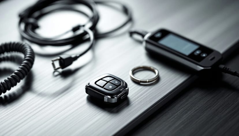 Nissan Maxima Intelligent Key smart fob and transponder key laid out for a Fort Worth key replacement