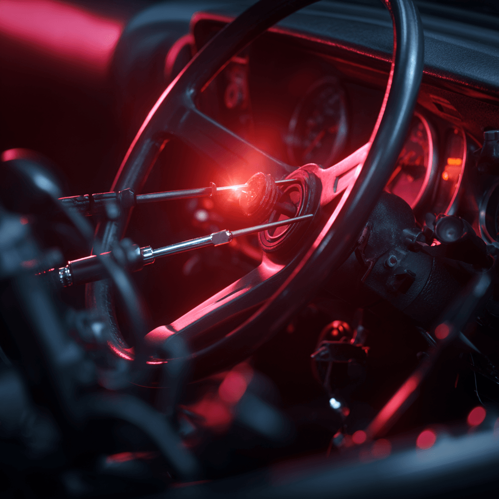 Car ignition cylinder repair close-up - steering column ignition service in Fort Worth TX